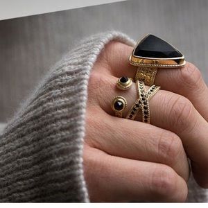 Anna Beck Black Onyx Open Stack Ring